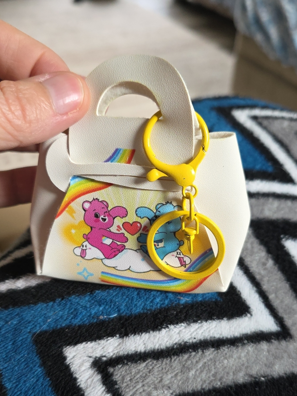Kids Rainbow Bear Mini Purse Keychain - Yellow Accent